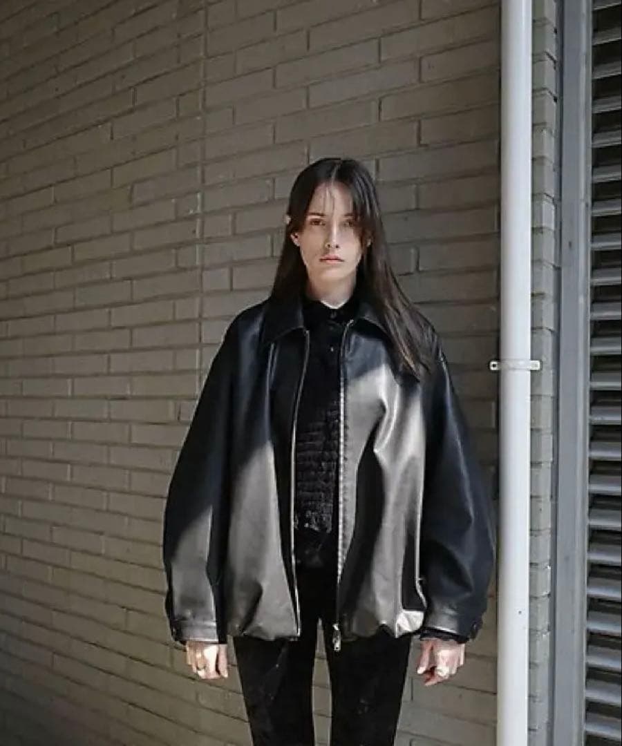 タグ付属　CLANE / FAKE LEATHER BALLOON JACKET