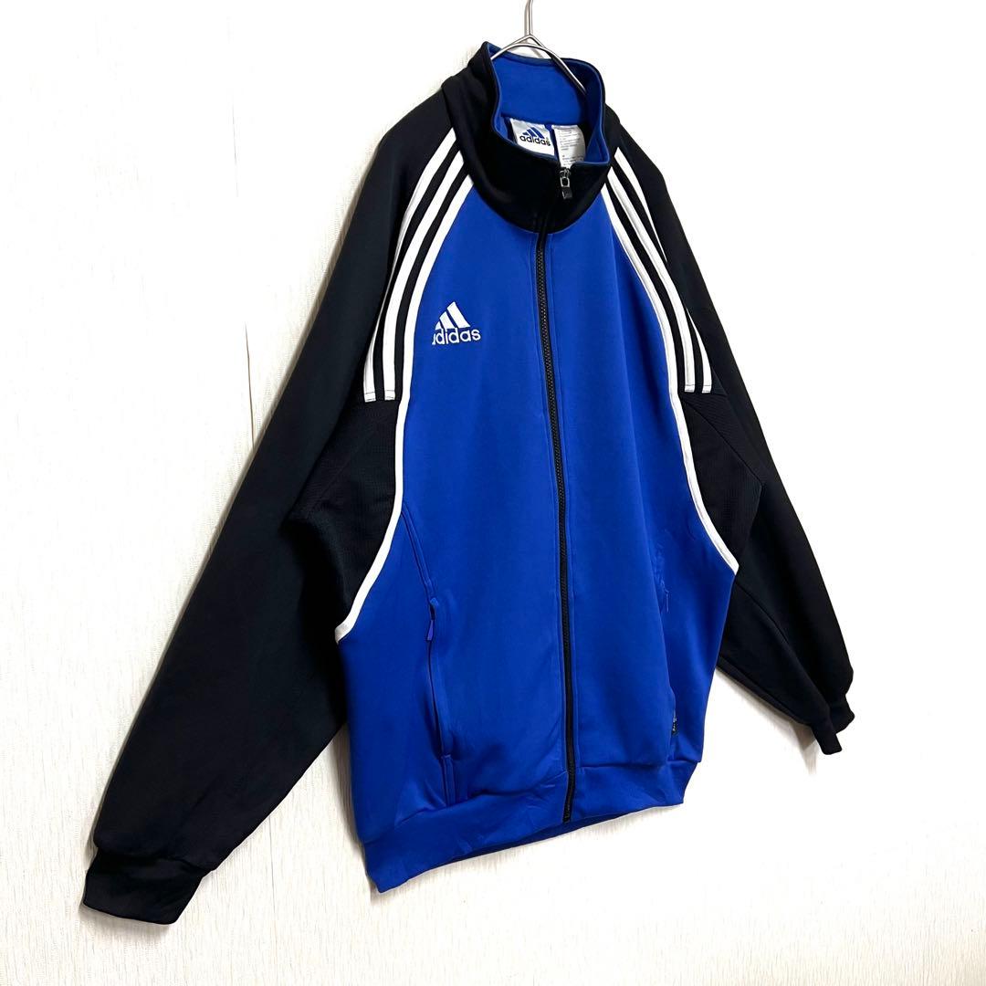 【美品‼️】 90s adidasトラックジャケット あのちゃん L 青 黒 古着