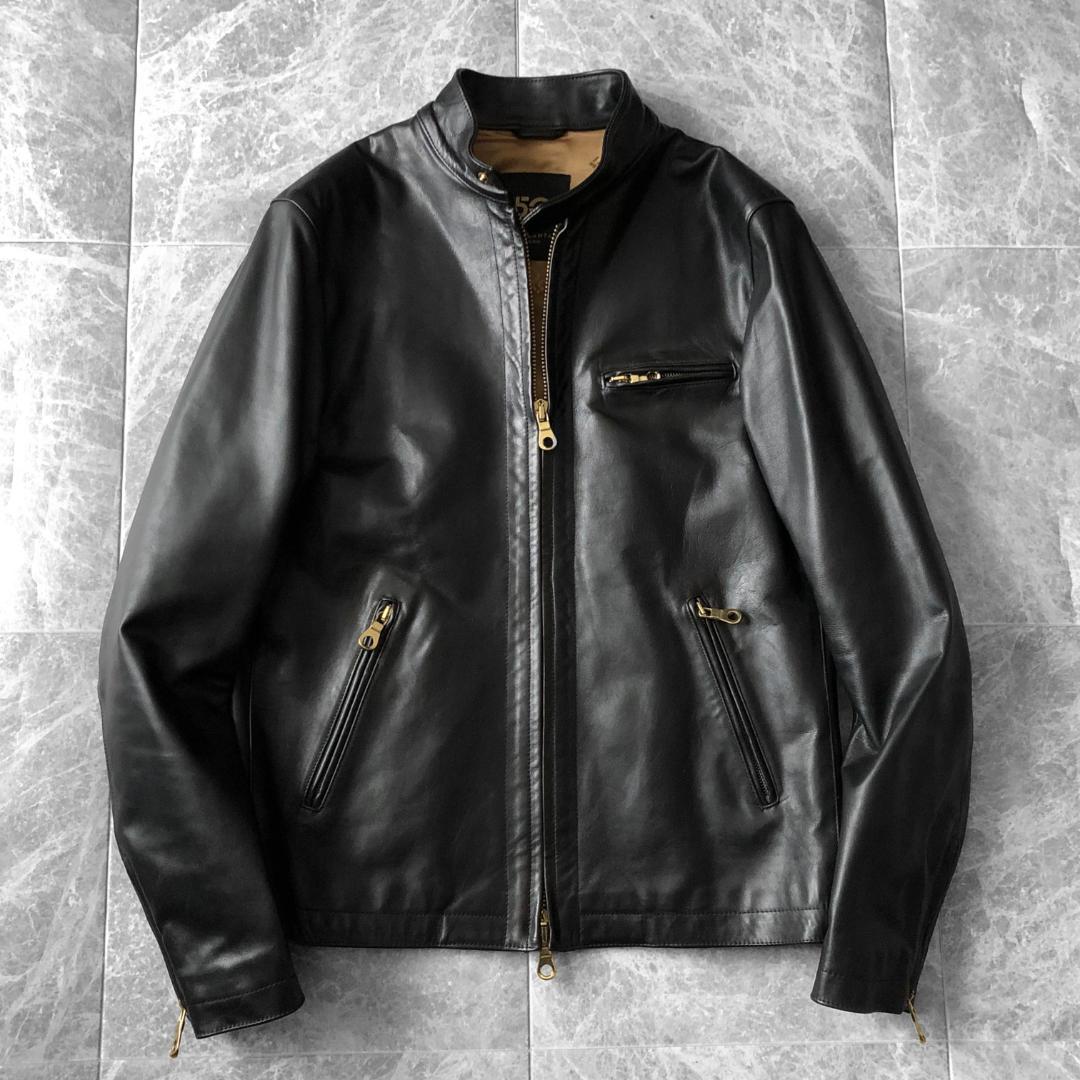 Cinquanta 高級ホースハイドレザー シングルライダースジャケット 干場