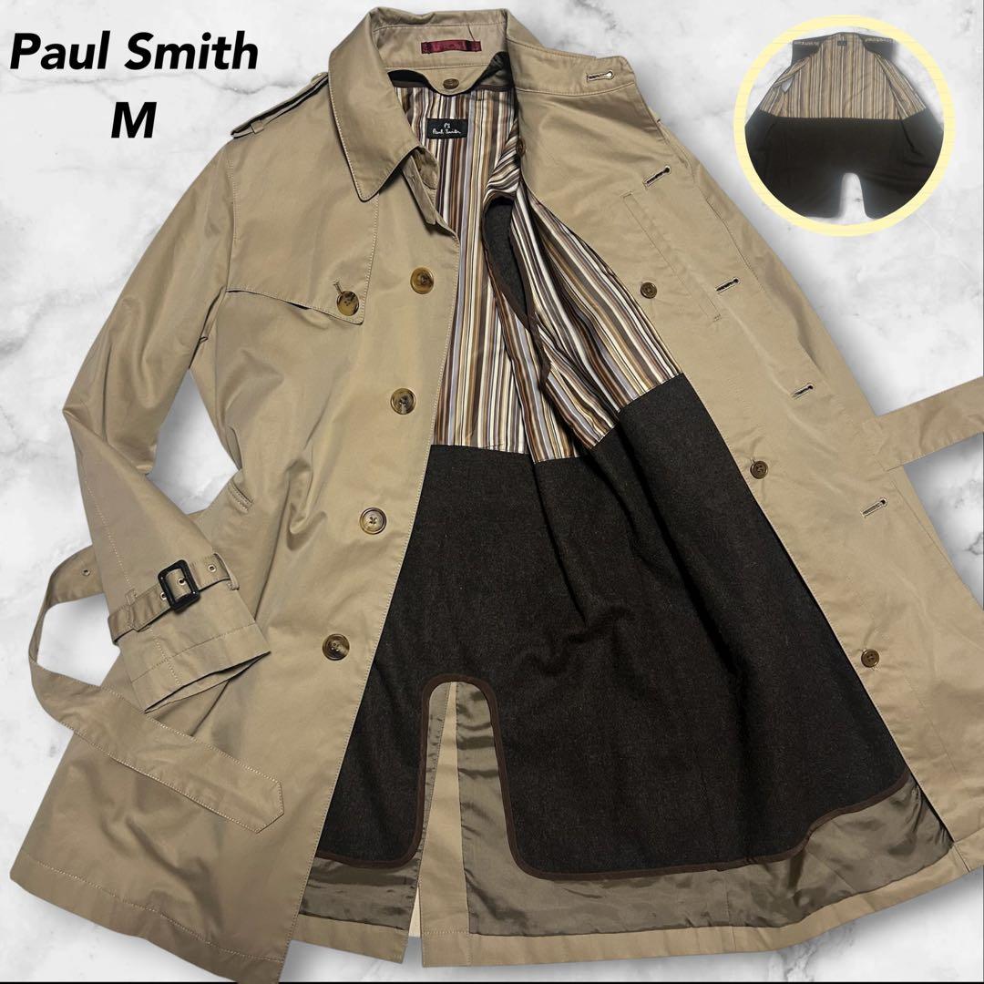 【美品】ポールスミス トレンチコート カシミヤ混 ライナー付 M ベージュ Paul Smith COLLECTION 良品 ポールスミスコレクション カシミヤ混