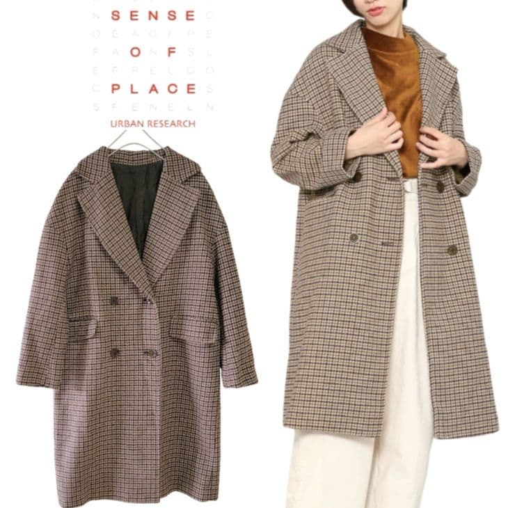 センスオブプレイスバイアーバンリサーチ】チェスターコート 千鳥格子