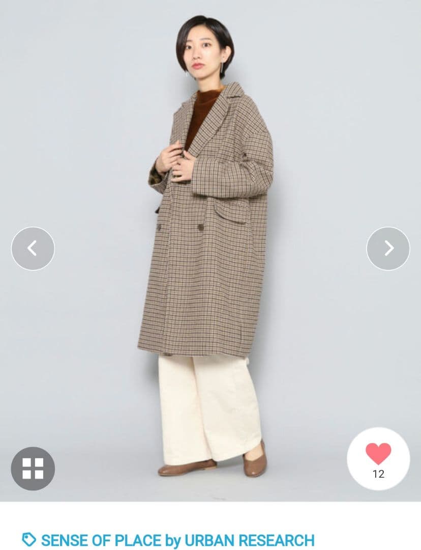 センスオブプレイスバイアーバンリサーチ】チェスターコート 千鳥格子
