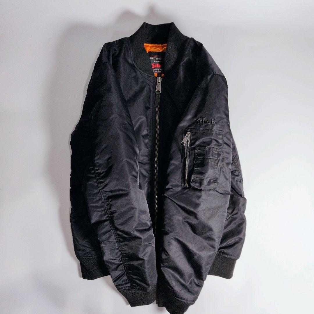 【美品】Schott NYC MA-1 フライトジャケット ブラック オレンジ