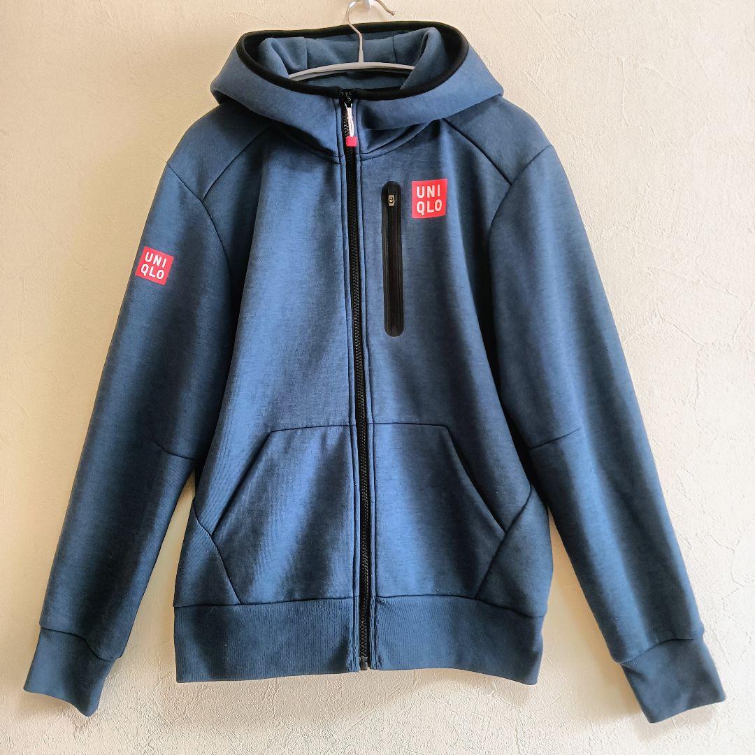 UNIQLO ユニクロ】 錦織圭モデル パーカー ロゴ ブルー M - メルカリ