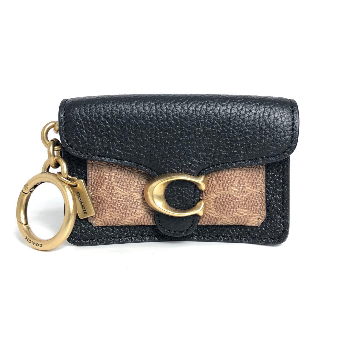 【美品】COACH コーチ キーホルダー チャーム ミニポーチ レザー ブラック COACH】コーチ ぺブルレザー スタッズ ハート ポーチ リベット コイン