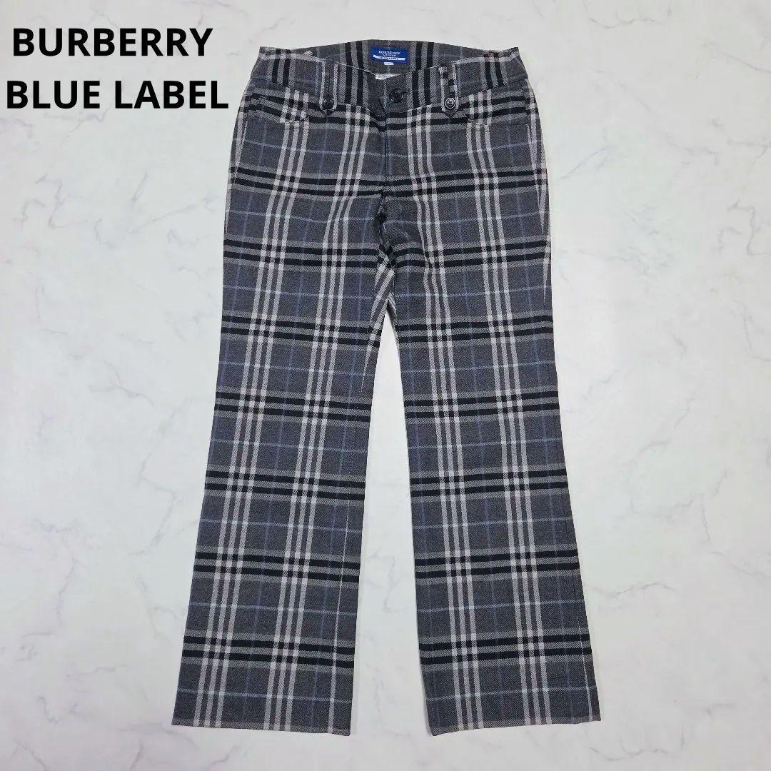 美品✨バーバリーブルーレーベル パンツ ノバチェック グレー ウール