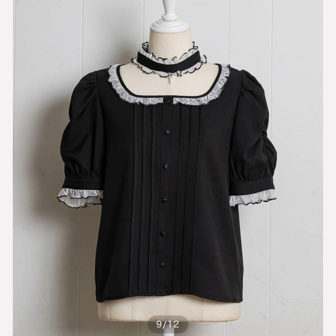 pium クロスチョーカーフリルブラウス　ブラック クロスチョーカーフリルブラウス – pium