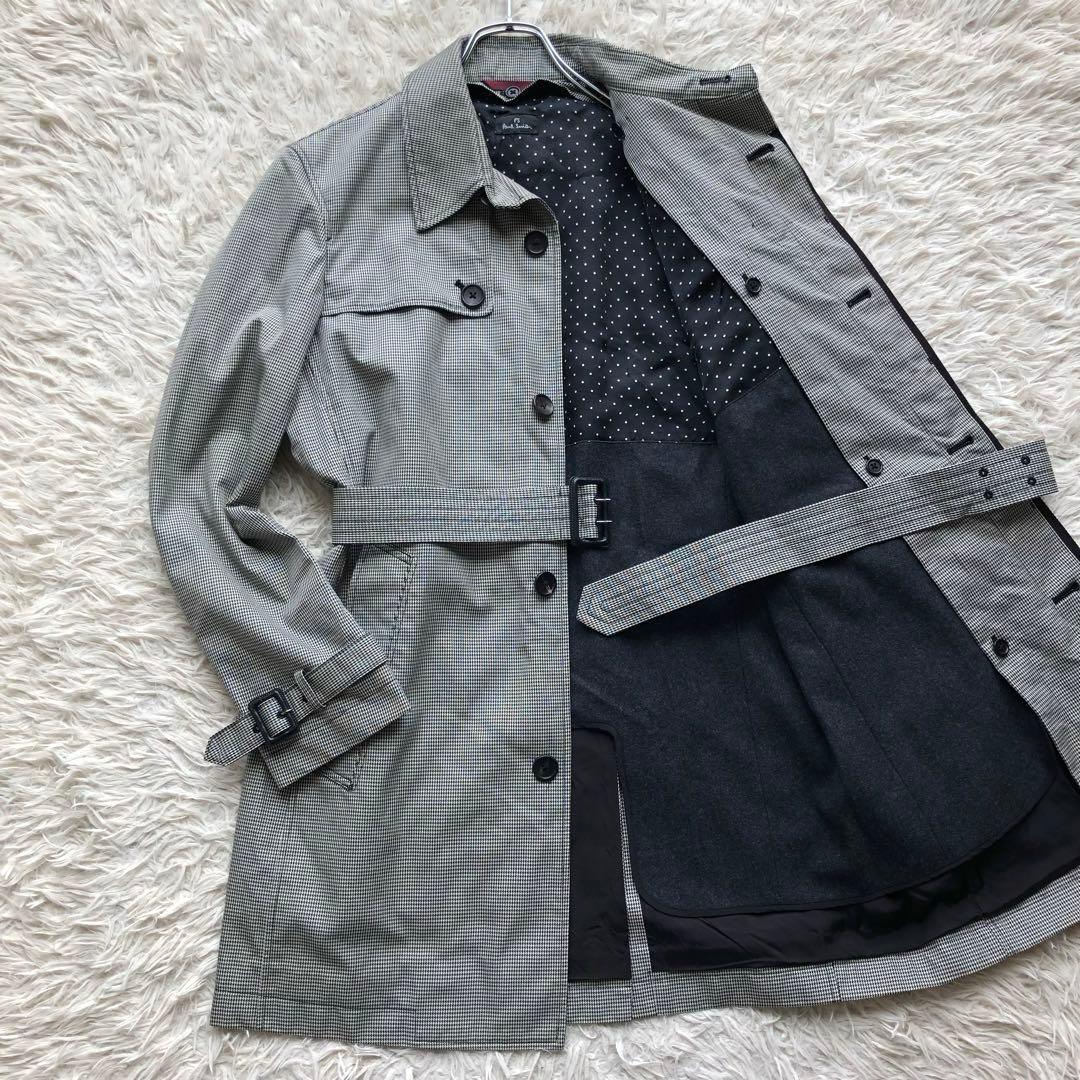 【美品】ポールスミス　トレンチコート　L 千鳥格子　カシミヤライナー　比翼