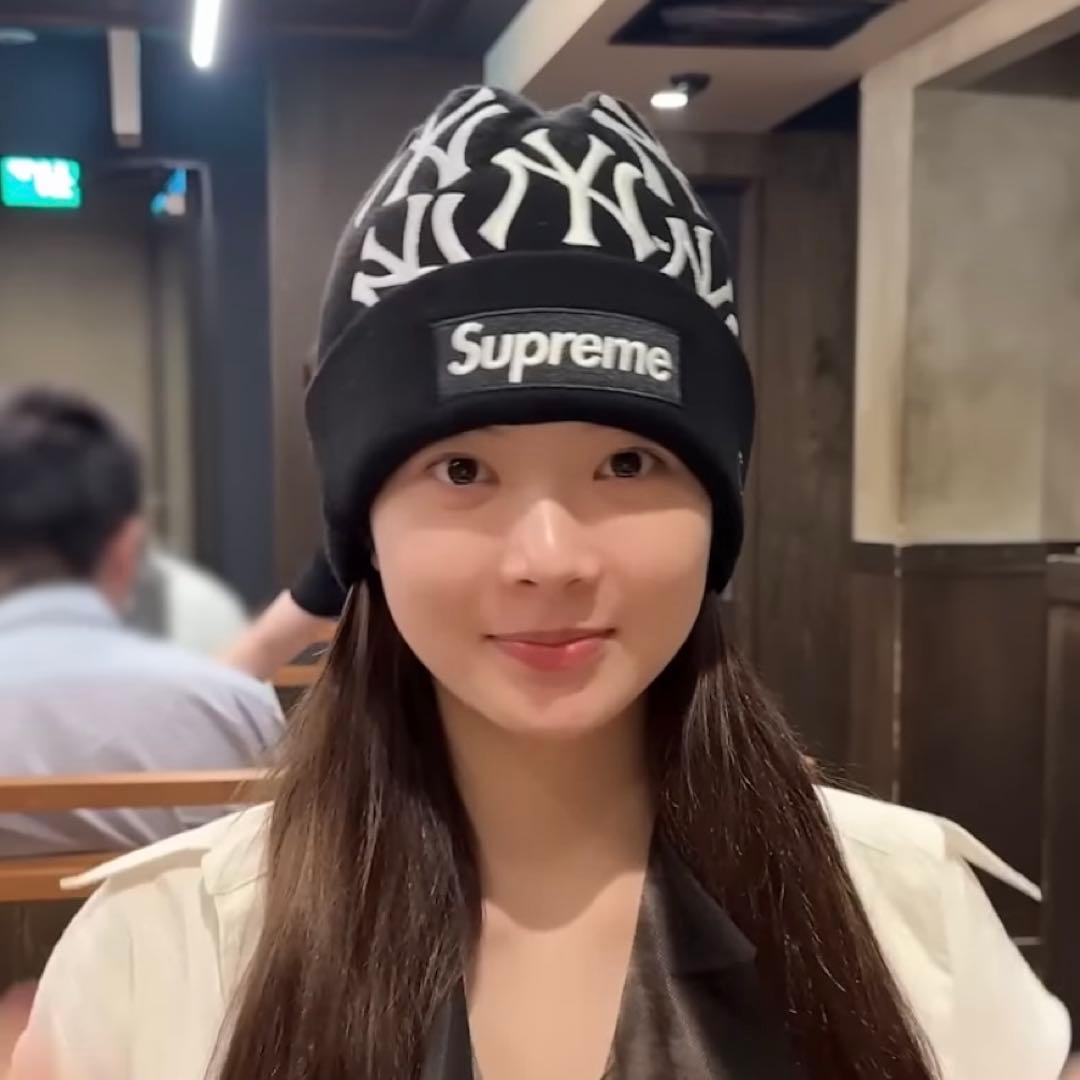 ウンチェ着用】Supreme ニット帽 ニューヨーク・ヤンキース ブラック