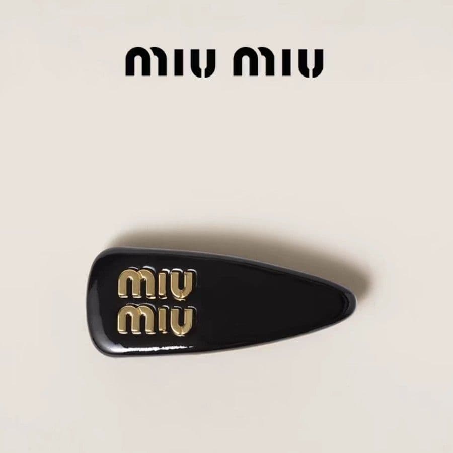 miumiu ミュウミュウ レザー ヘアピン ヘアクリップ 黒 ブラック
