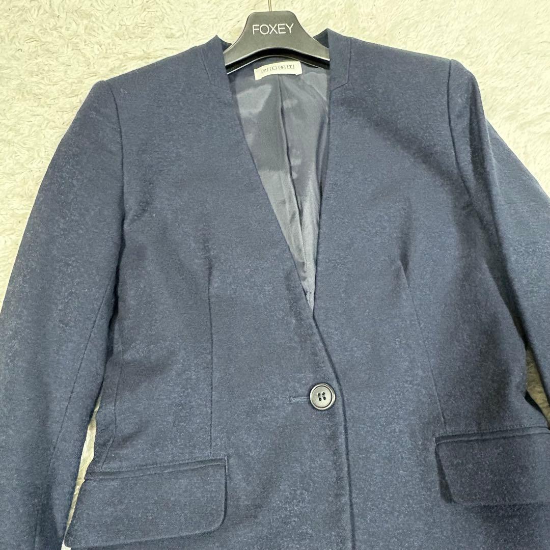 PLST ノーカラージャケット パンツスーツ セットアップ グレー - メルカリ