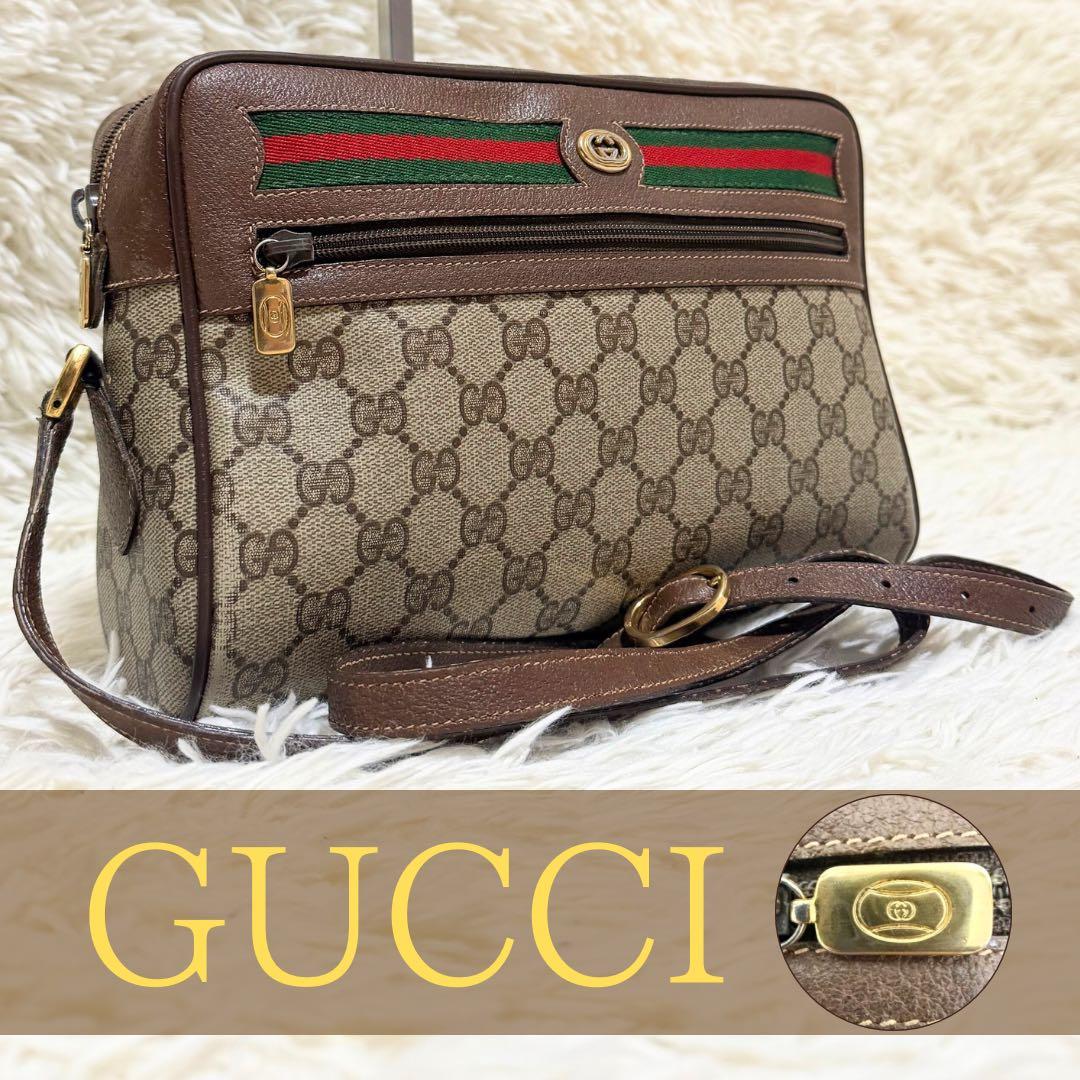 値下げ レア オールドグッチ GG レザー ショルダーバッグ シェリー