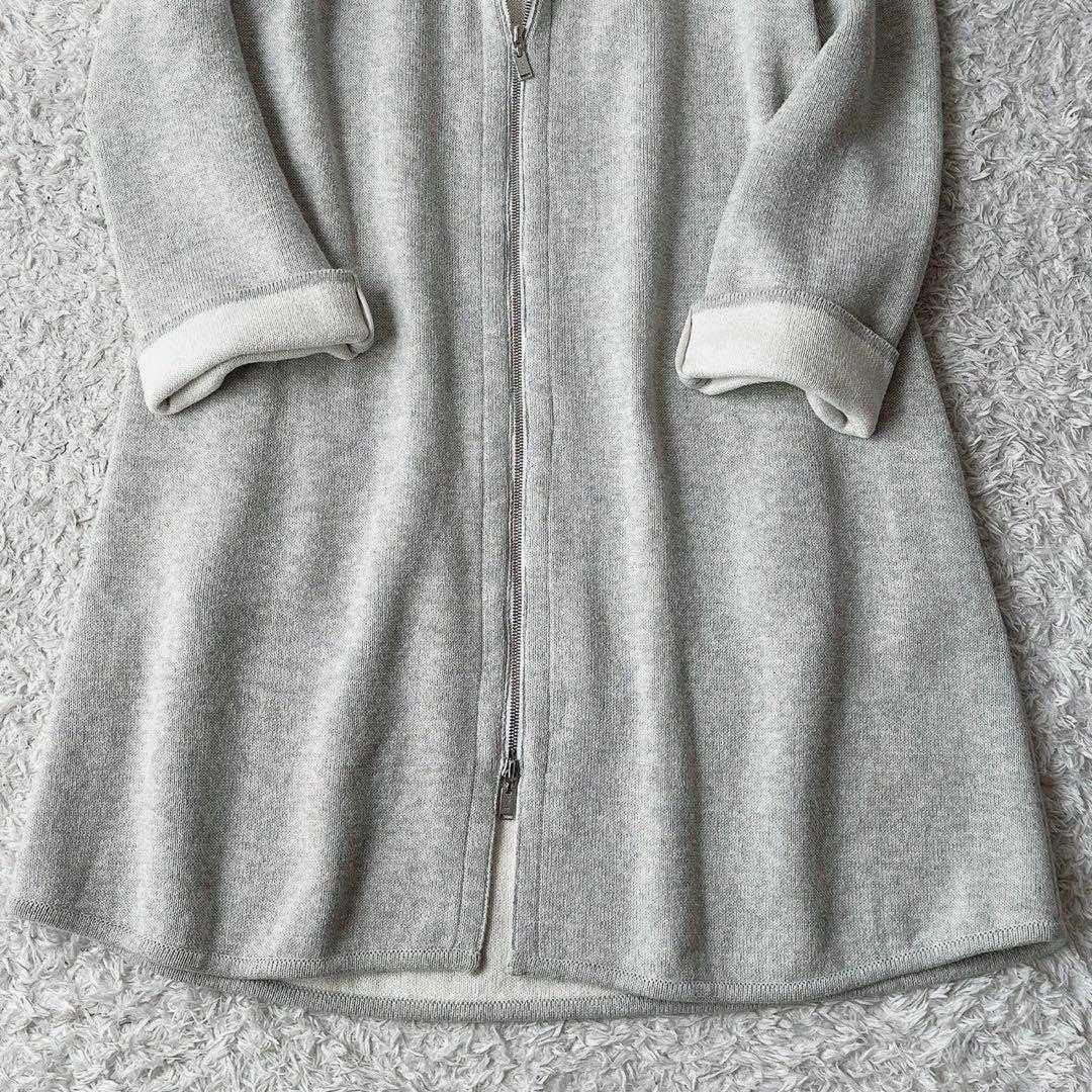 【美品】フォクシー ニットコート フーディパーカーロングニット カシミアコットン