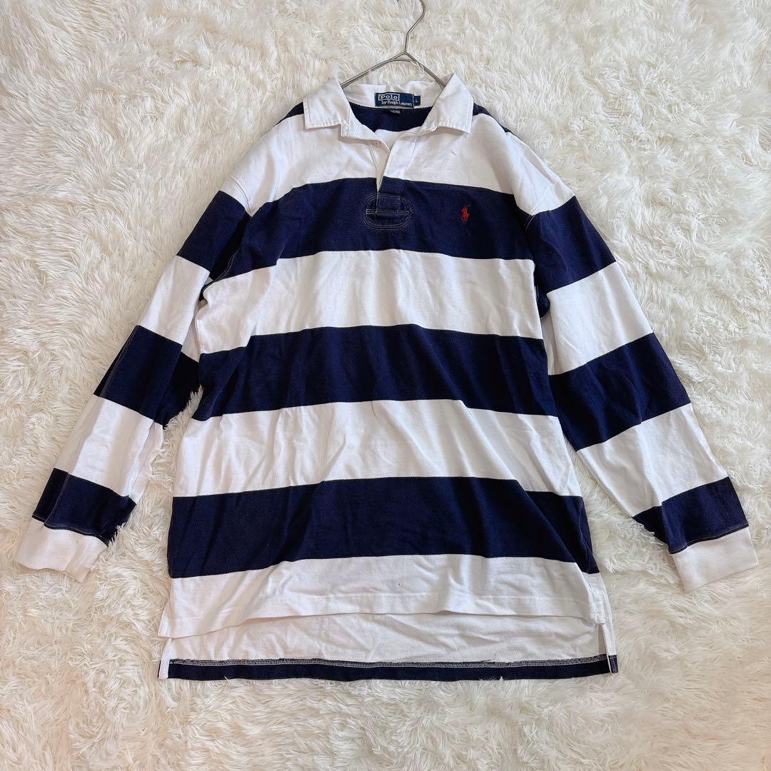 芸能人着用 ポロバイラルフローレン 太ボーダーラガーシャツ Lサイズ