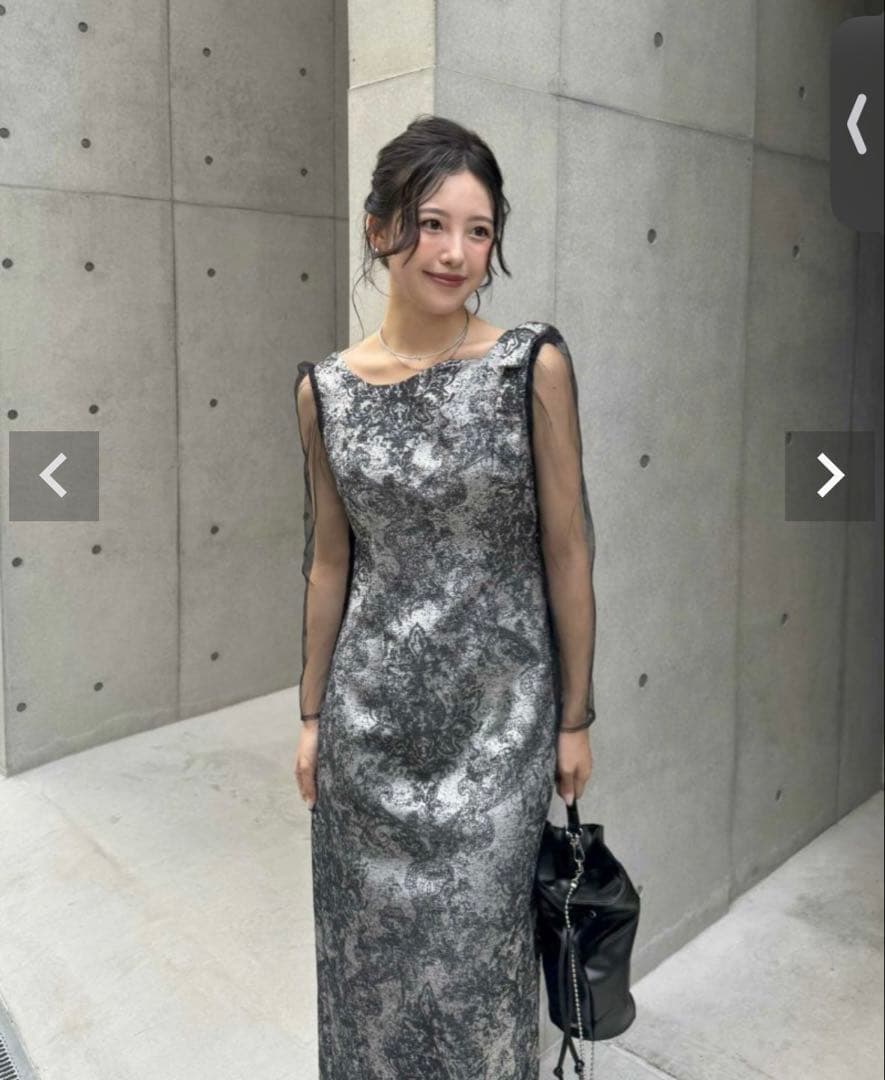 nonさま専用※【リルアー】ショルダーリボンジャガードドレス/￼m long