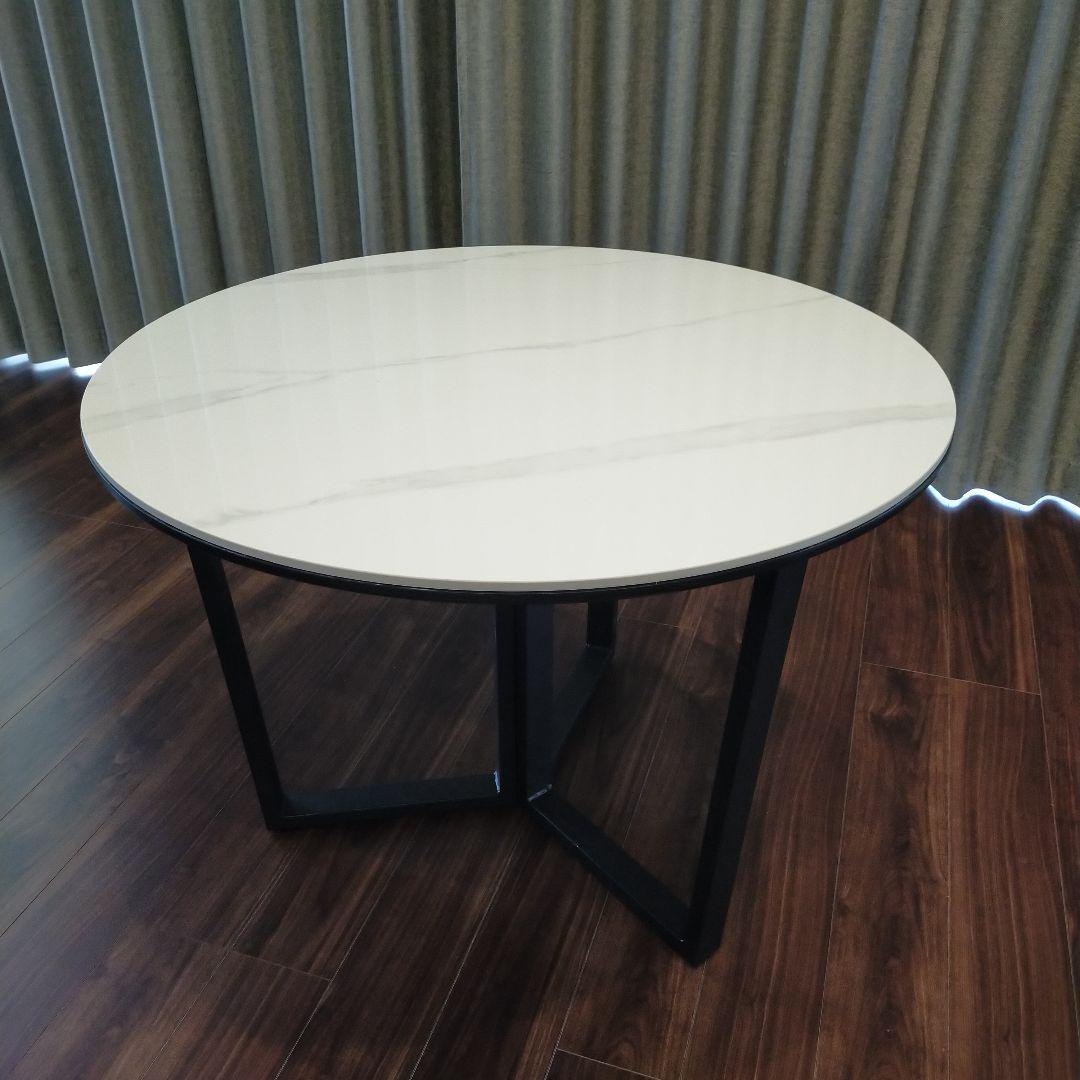 送料込(メルカリたのメル便)大理石風セラミック天板(円形)ラウンド