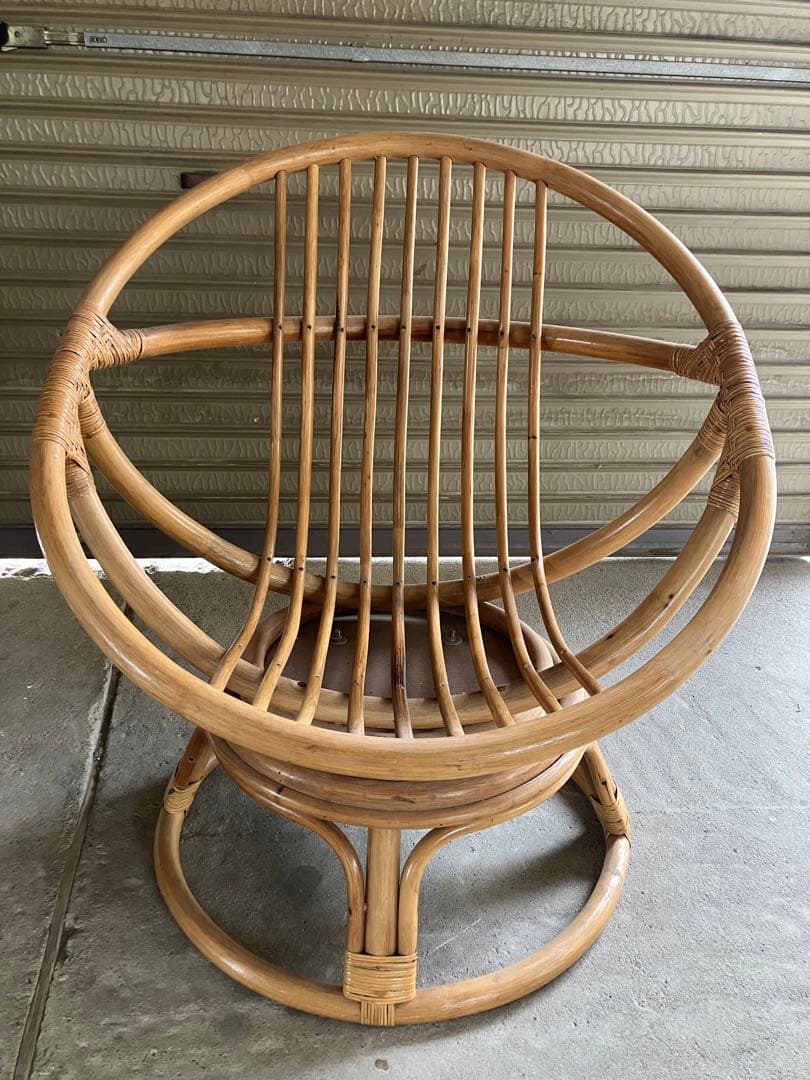 レトロ アンティーク ヴィンテージ ラタン エッグチェア 籐