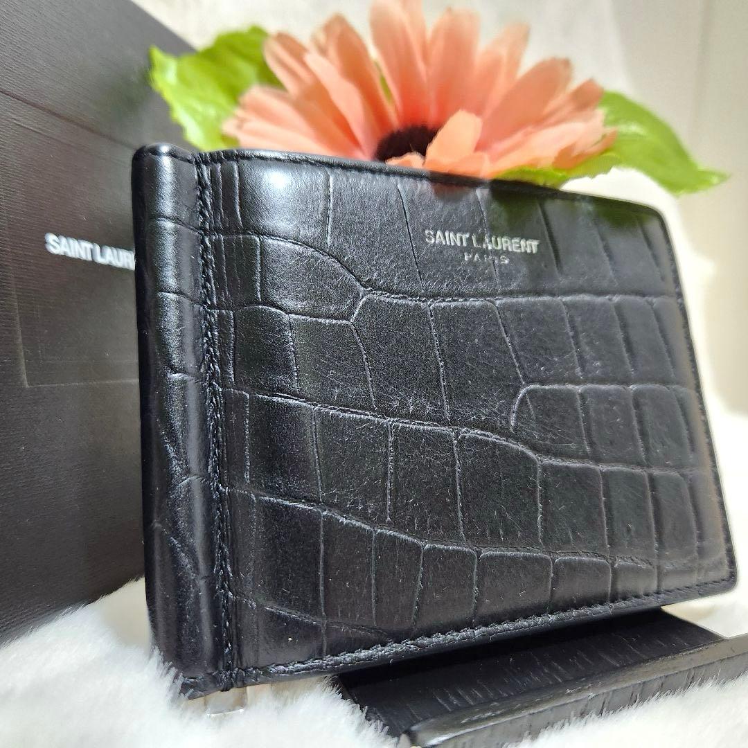 ✨美品✨サンローラン　マネークリップ　クロコ　ブラック　レザー　黒　札入れ 楽天市場】【財布】YVES SAINT LAURENT イヴ サン ローラン パリ YSL