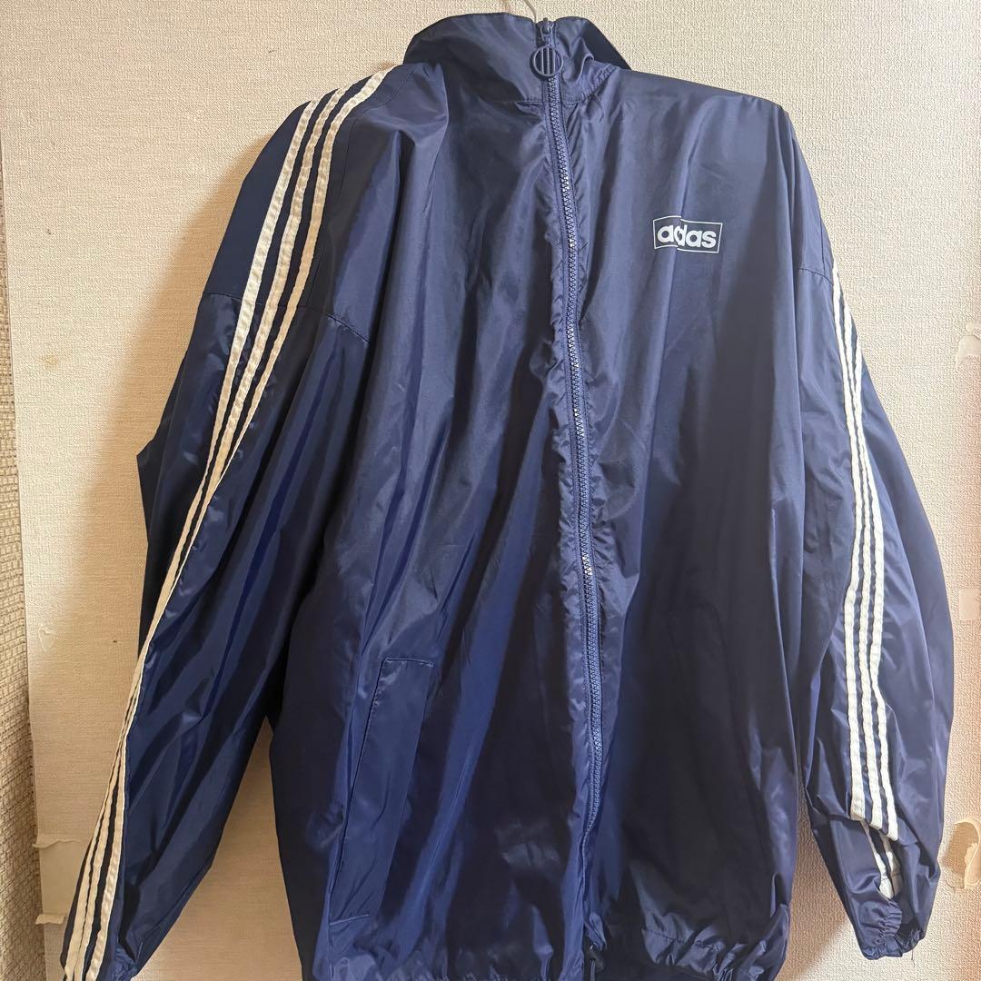 値下げ可 adidas ネイビー ナイロンジャケット - メルカリ