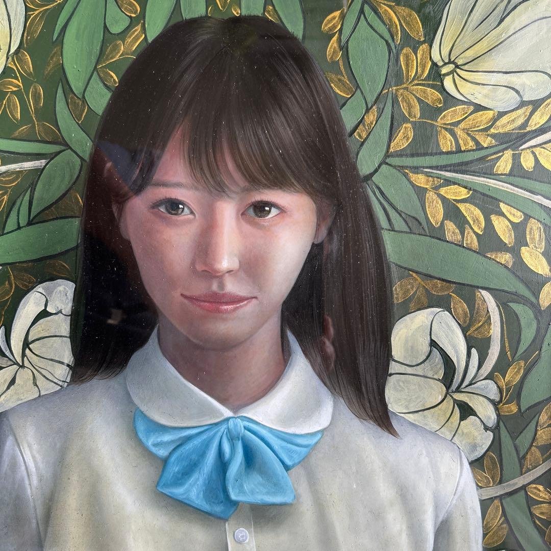 絵画 油彩画 少女 茅原佳介 「花」 - メルカリ
