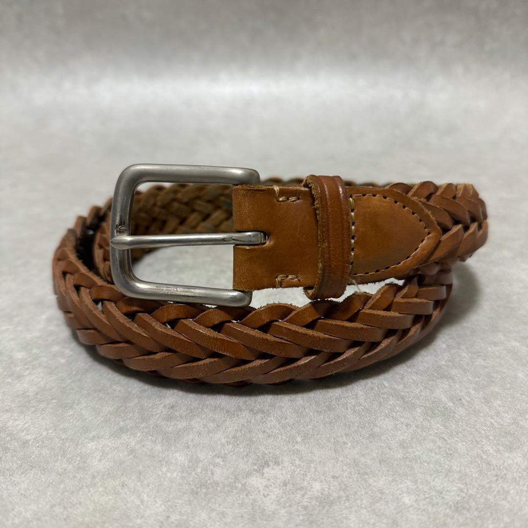 【ホワイトハウスコックス】レザーベルト　編み込み　ニュートン　30/75