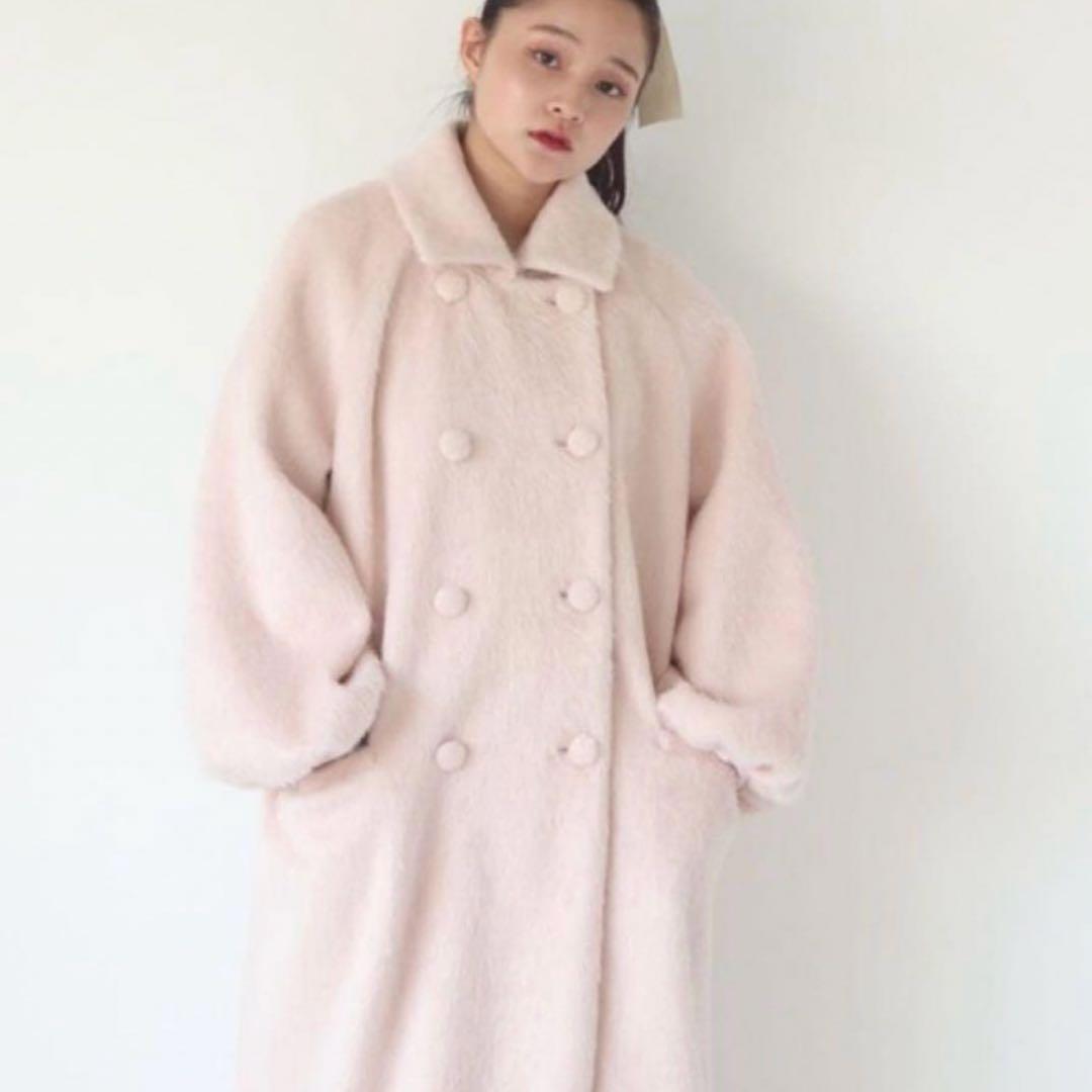 muguet shaggy long coat pink シャギー ピンク - メルカリ