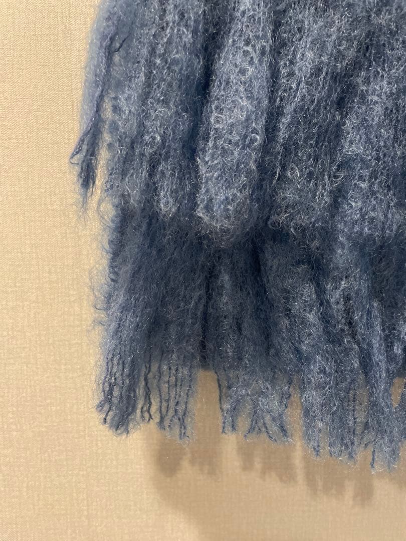cinq wool展 モヘヤのストール（ブルー）大判 - メルカリ
