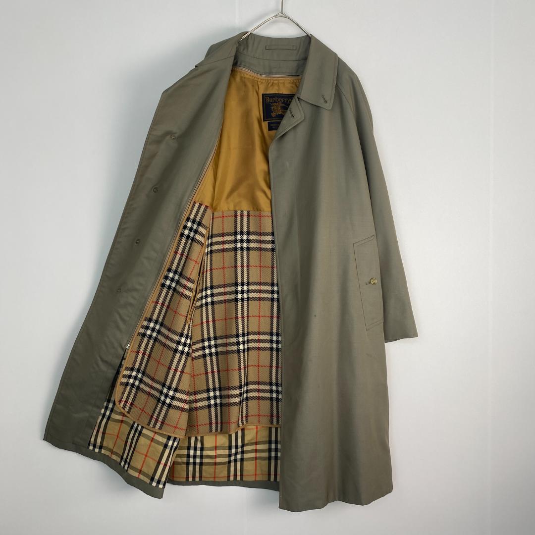 バーバリー　ステンカラーコート　ノバチェック　インナー付き　シルク　ウール バーバリー ステンカラーコート ノバチェック インナー付き シルク