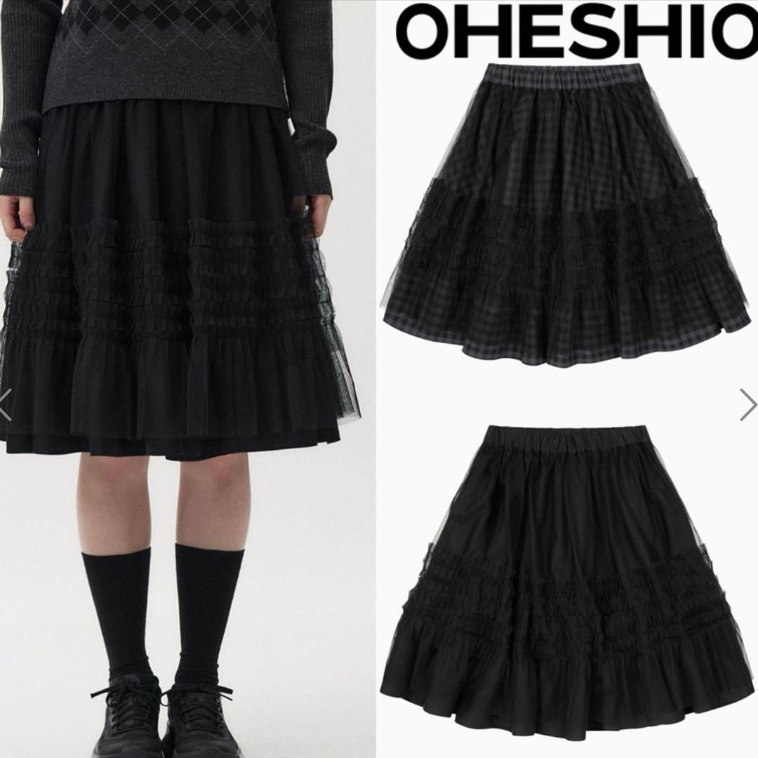 OHESHIO LAYERED SHEER FRILL SKIRT BLACK - メルカリ