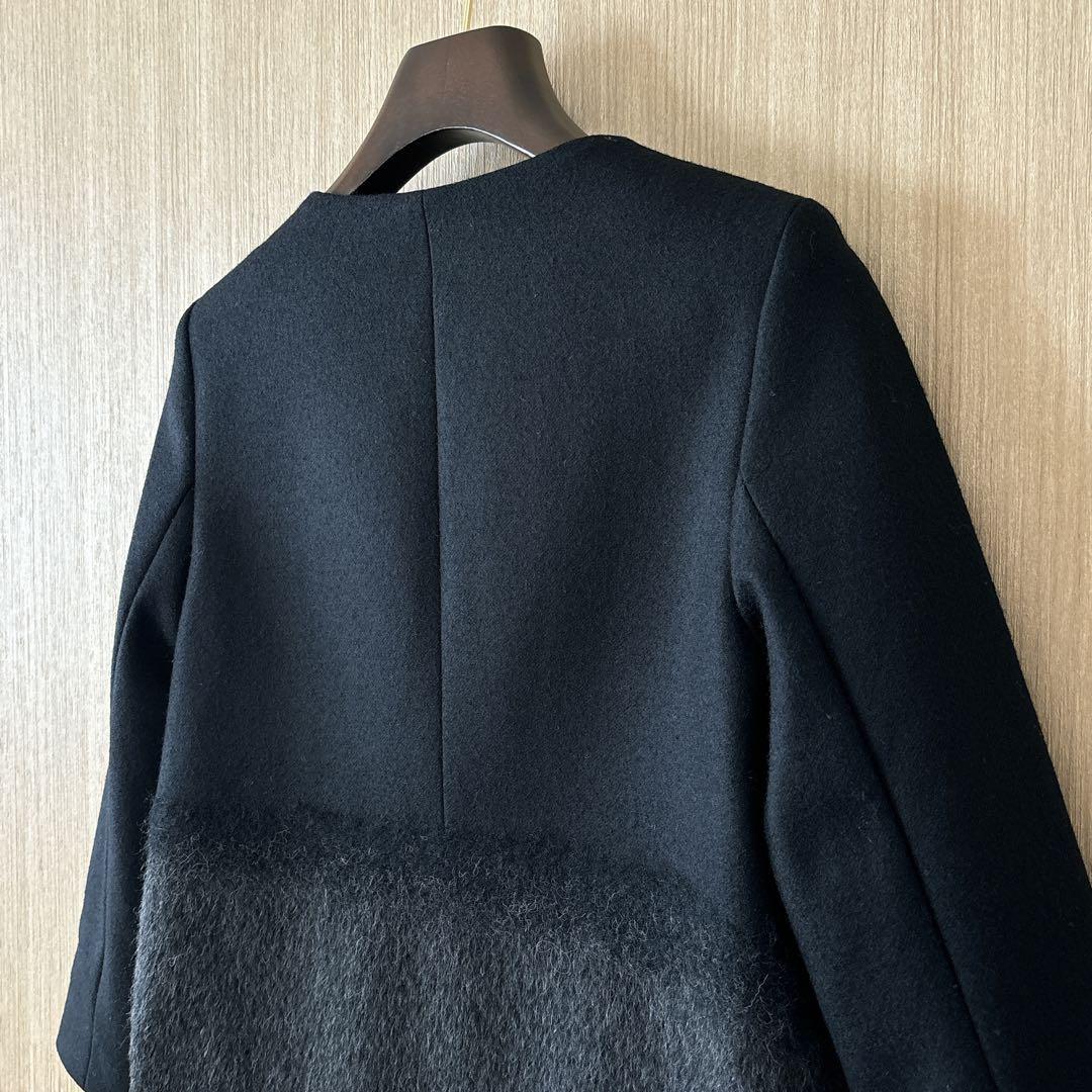 1019】アナイ アルパカシャギー切替ジャケット 黒 36 A - メルカリ