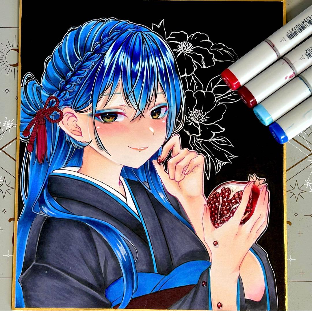 アナログイラスト 手描きイラスト 色紙イラスト オリキャラ オリジナル