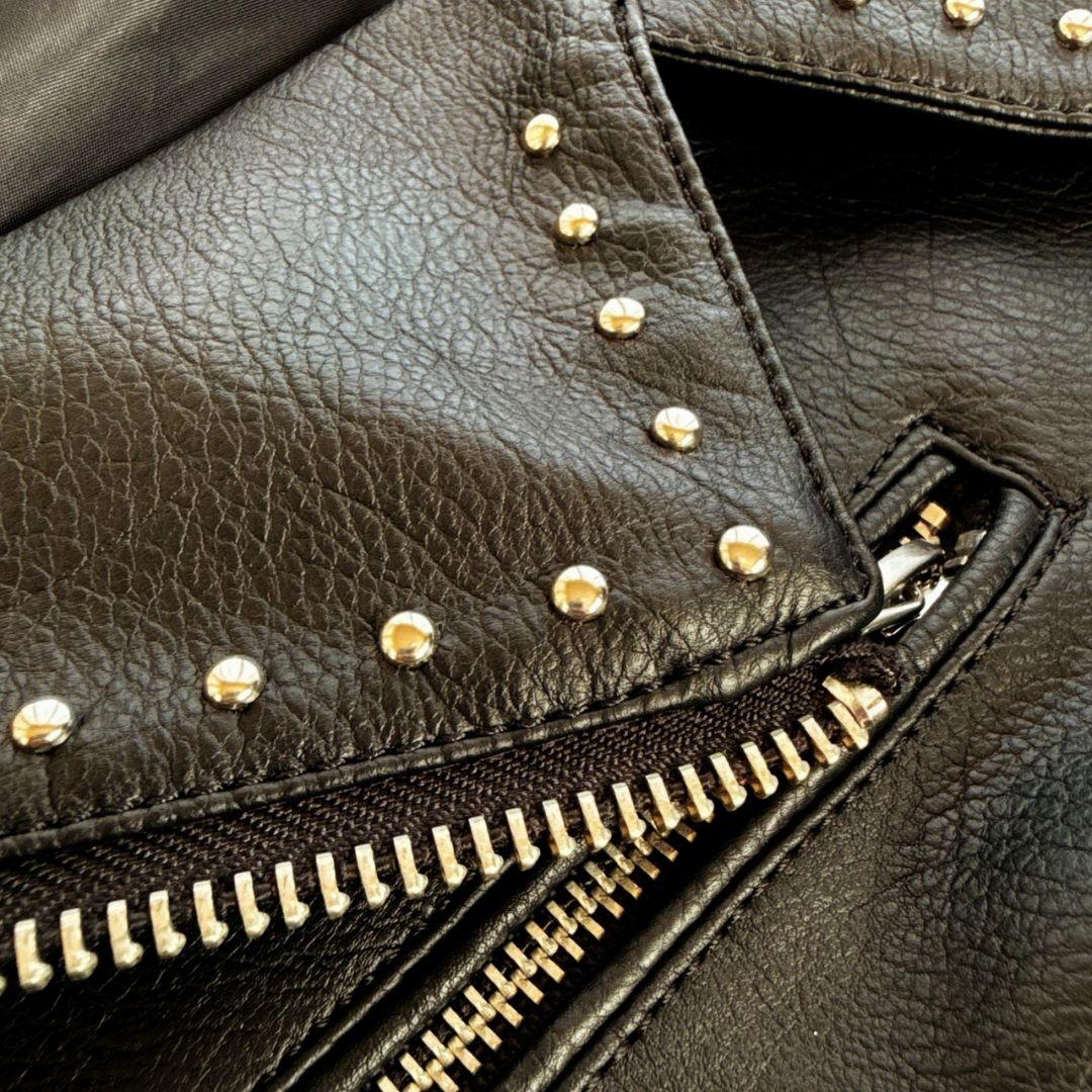 ZARA レオパード 豹柄 フェイクレザー ダブルライダース レザー