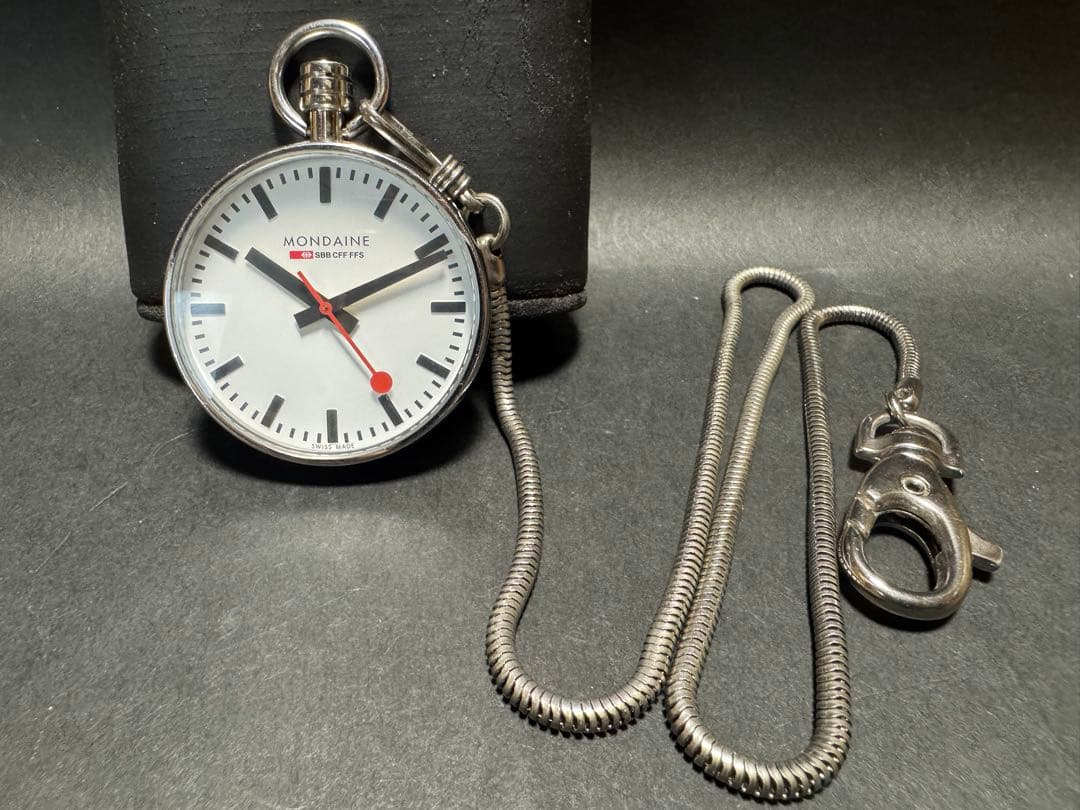 MONDAINE 懐中時計 モンディーンポケットウォッチケース.取説付き 稼働