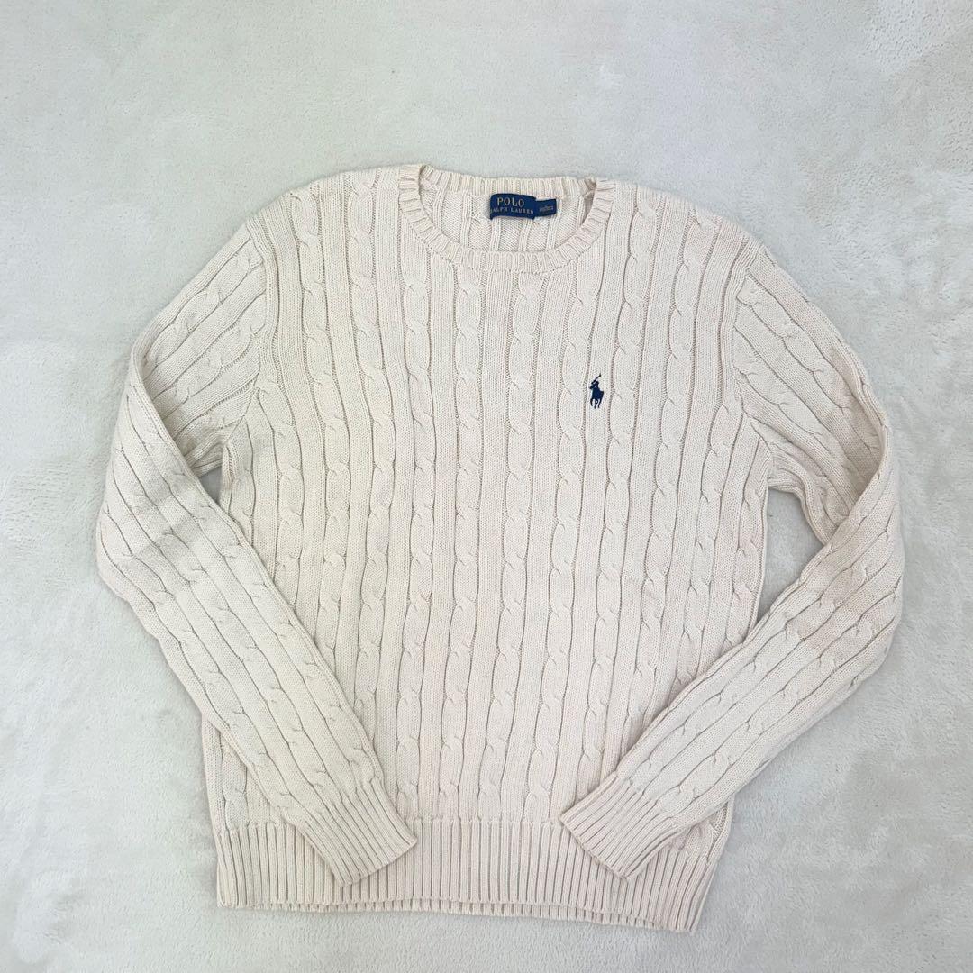 未使用級✨ポロラルフローレン　ケーブルニット　アイボリー　レディースLサイズ POLO RALPH LAUREN（ポロ・ラルフローレン） カーディガン 211972104