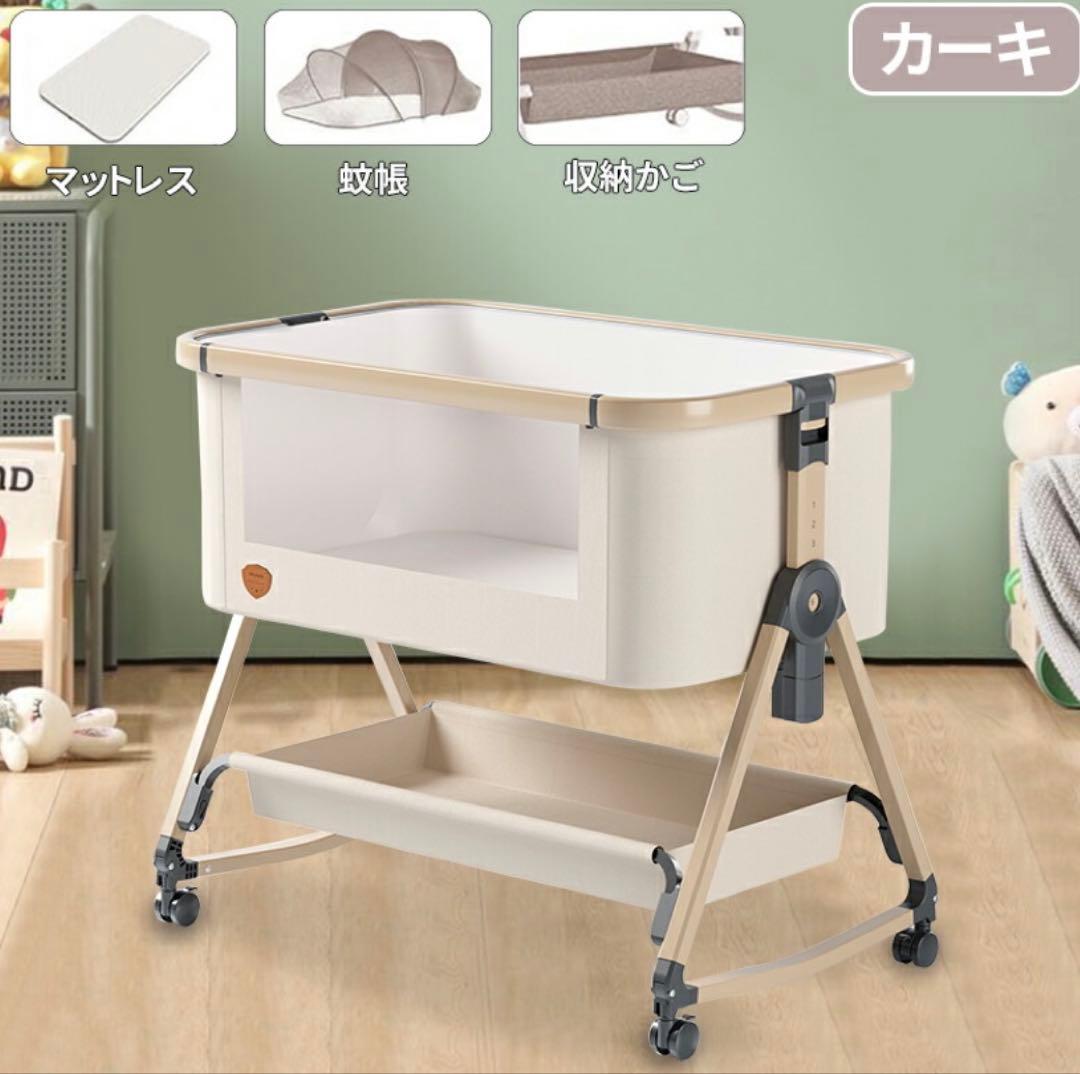 現在完売中 大人気 ミニ ベビーベッド HZDMJ カーキ 揺りかご機能付き hzdmj ベビーベッド 折りたたみ 添い寝ベッド 揺りかご 赤ちゃん 高さ