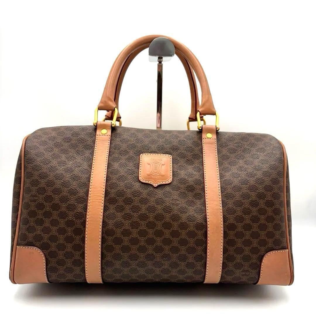 美品　セリーヌ ハンドバッグ ミニボストン マカダム柄 トリオンフ PVC CELINE / セリーヌ マカダム柄 トリオンフ ミニボストンバッグ（PVC