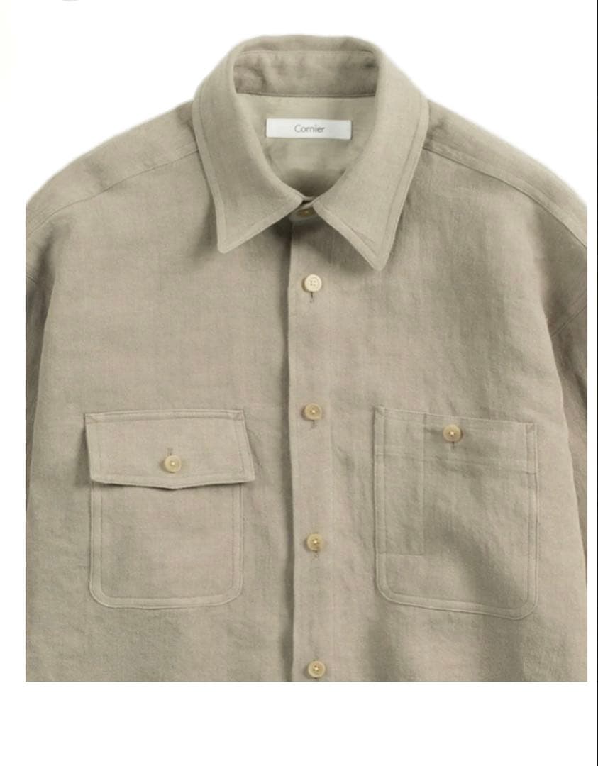 新品Cornier WASHED LINEN TWILL WORK SHIRTS