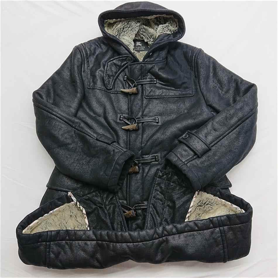 ＆バーバリー ブラックレーベル 裏地ファー フェイクレザー ダッフル