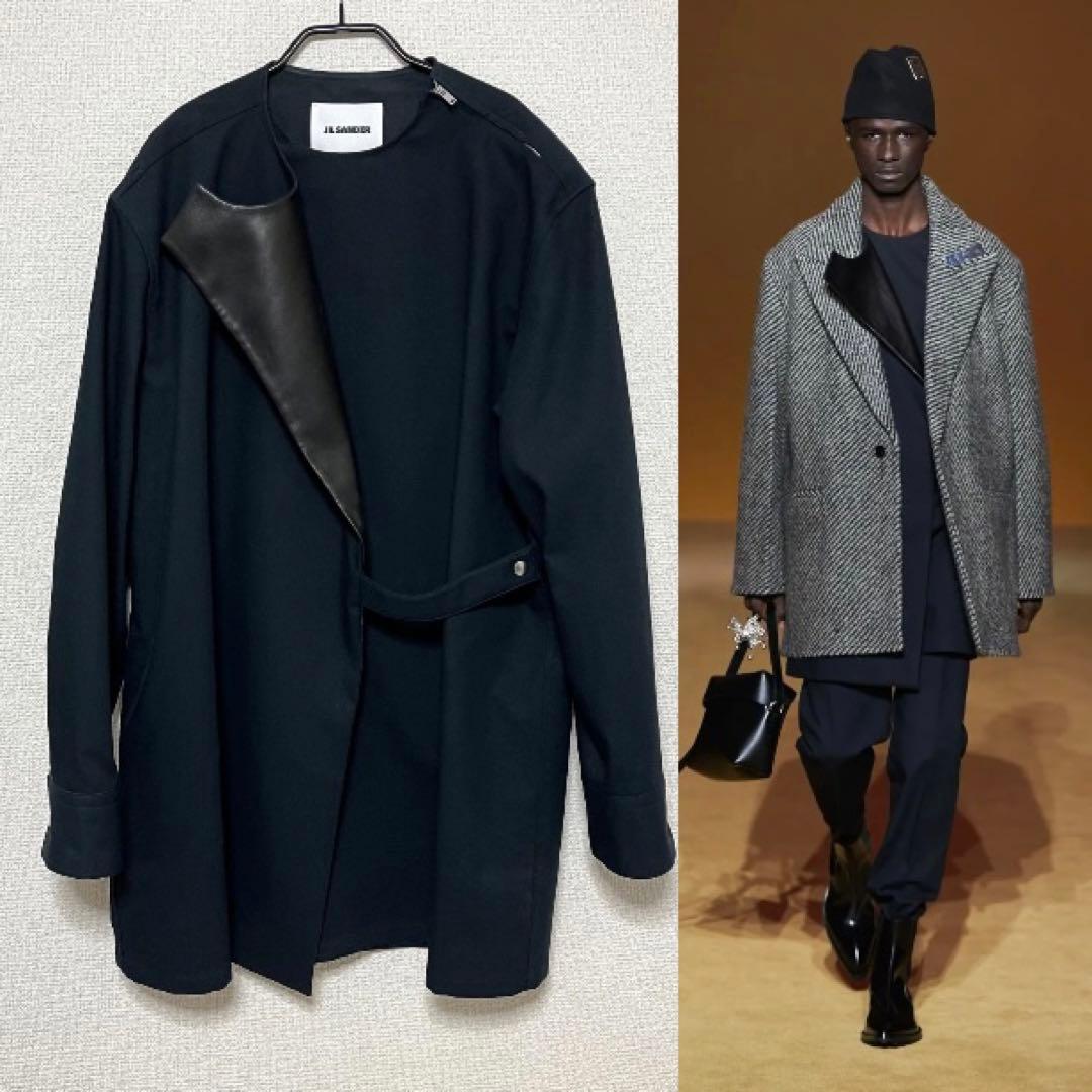 新品 JIL SANDER レザーカラージャケット 48 ジルサンダー コート