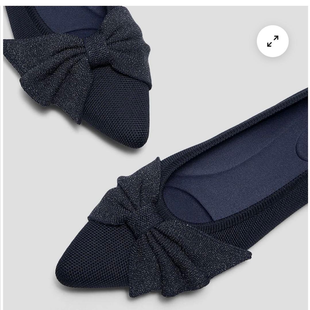 VIVAIA★AZURAネイビーラメフラットシューズ23 36.5 Azura] Pointed toe with ribbon flat – VIVAIA JAPAN