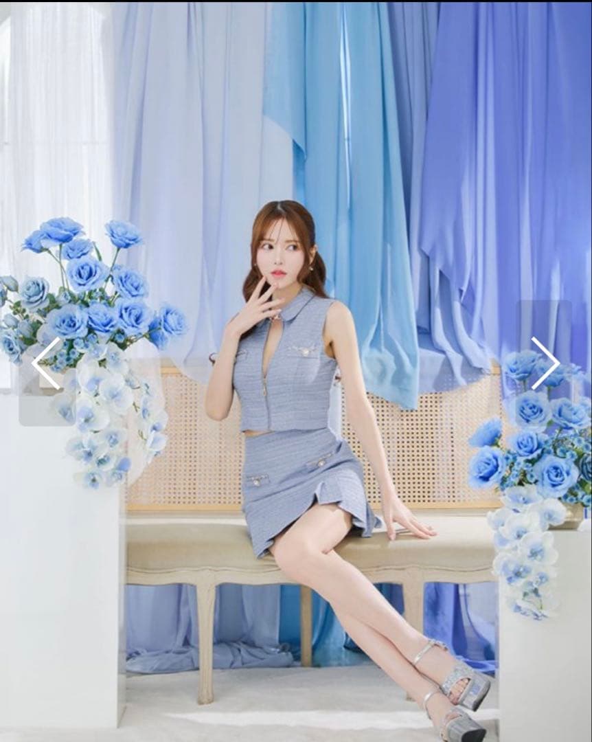 JEWELS マーメイドツイードパールボタンドレスブルー Sサイズ - メルカリ