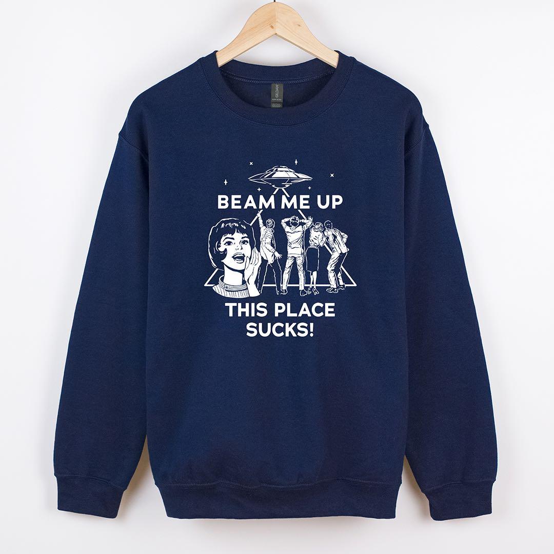 XL ストレンジャーシングス スウェット ロビン BEAM ME UP ネイビー