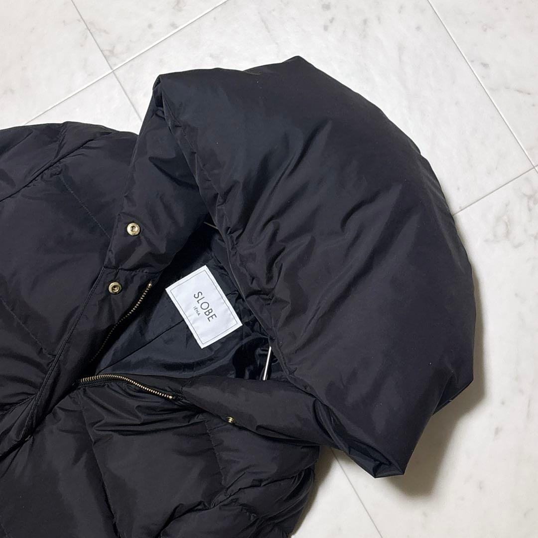 極美品 スローブイエナ ショールフードロングダウンコート ブラック