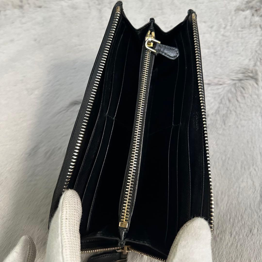 PRADA プラダ 長財布 リボン ゴールドロゴ ラウンドファスナー - メルカリ