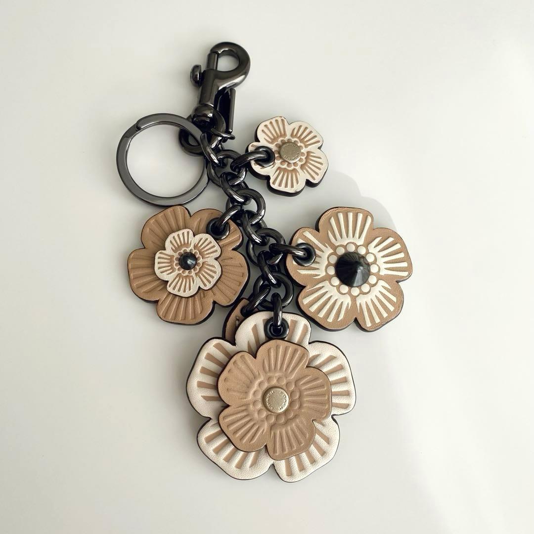 【未使用】COACH コーチ ティーローズ バックチャーム キーホルダー レザー