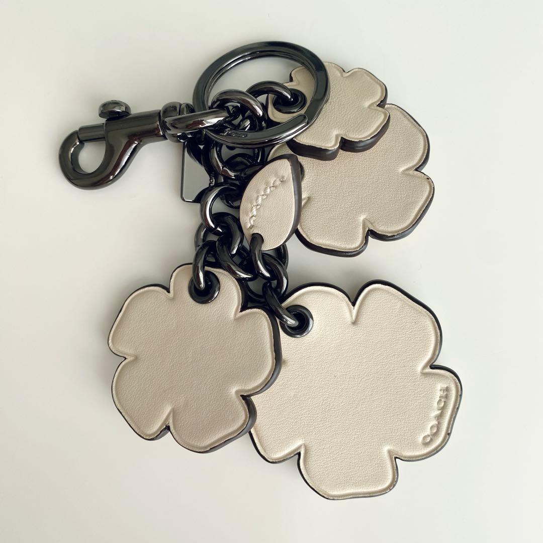 【未使用】COACH コーチ ティーローズ バックチャーム キーホルダー レザー