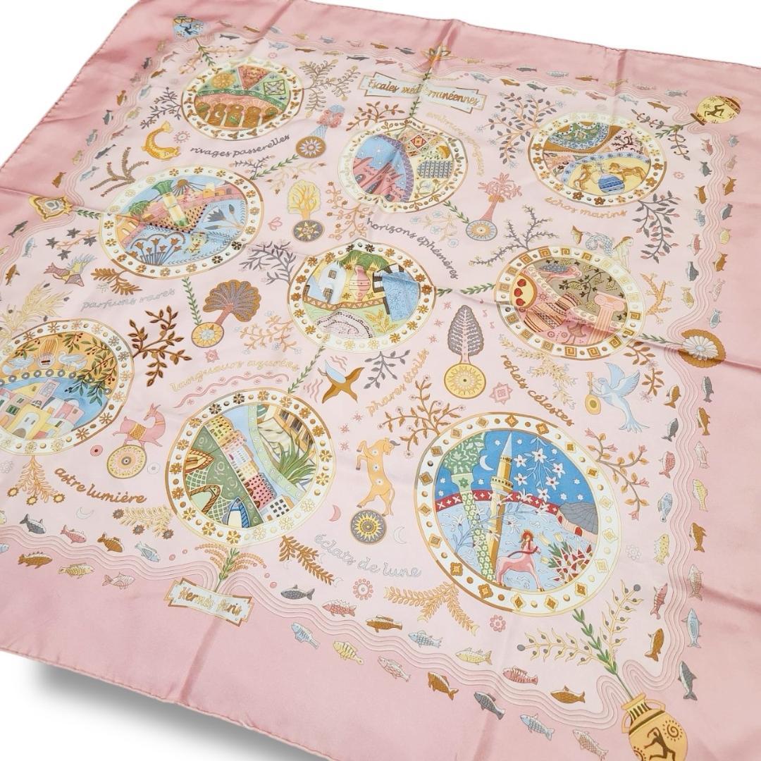 エルメス カレ90《地中海の港町》大判スカーフ 海 動物 シルク100 タグ付き エルメス HERMES スカーフ カレ90 地中海の貴重な生命 シルク100