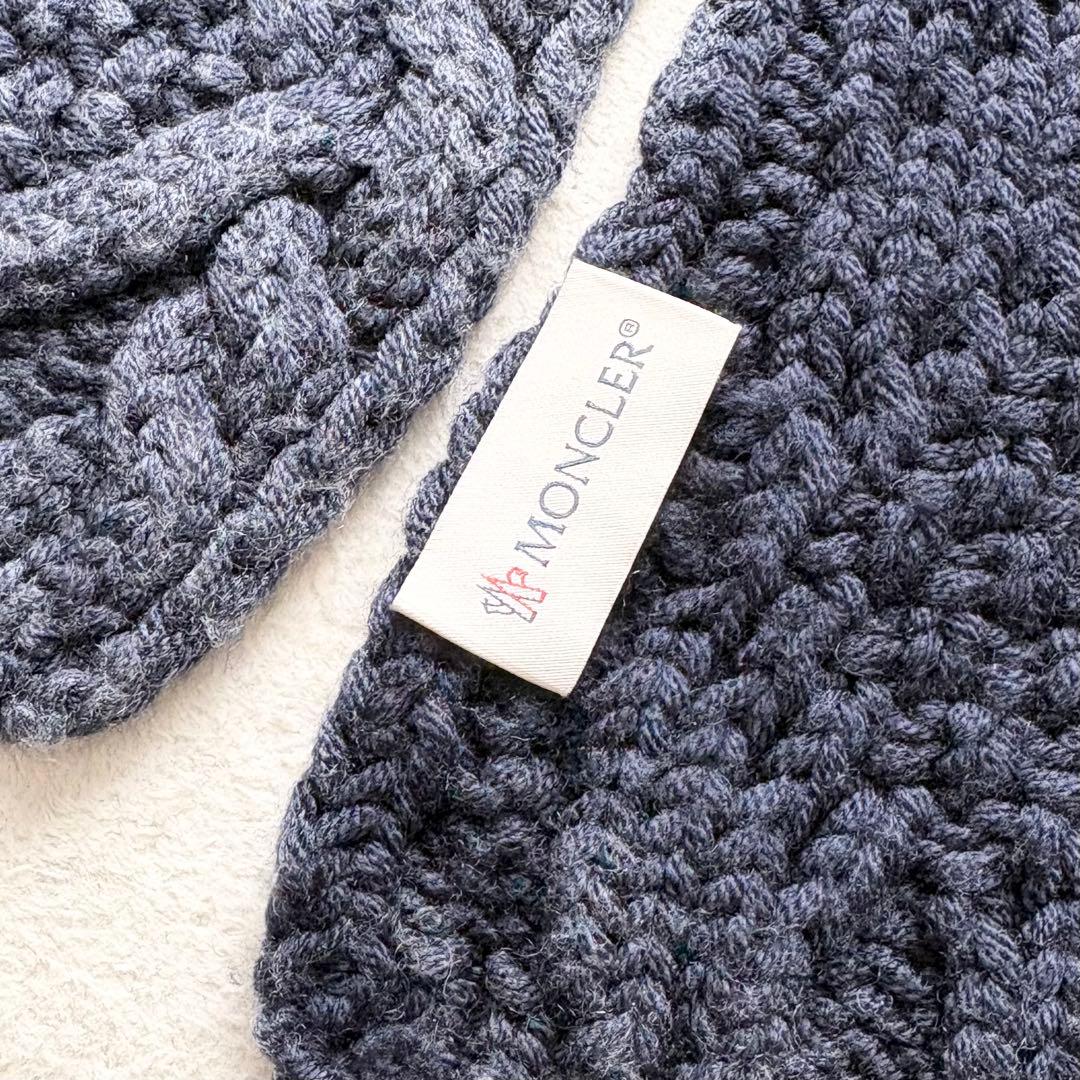 美品✨モンクレール SCIARPA ケーブル編み ラバーロゴ マフラー ストール