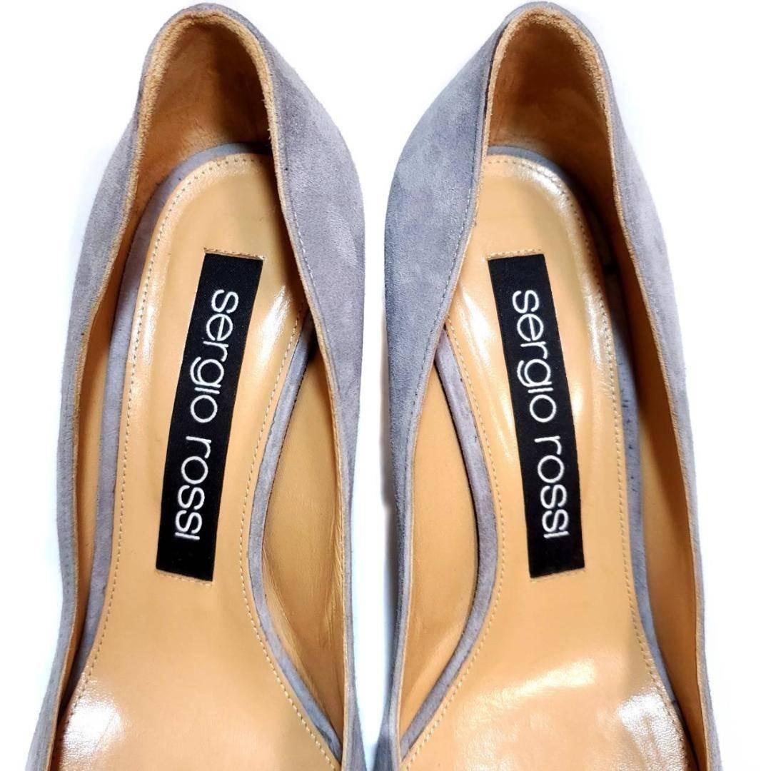 セルジオロッシ ポインテッドトゥ グレー スエード 箱・袋 EU38.5 美品