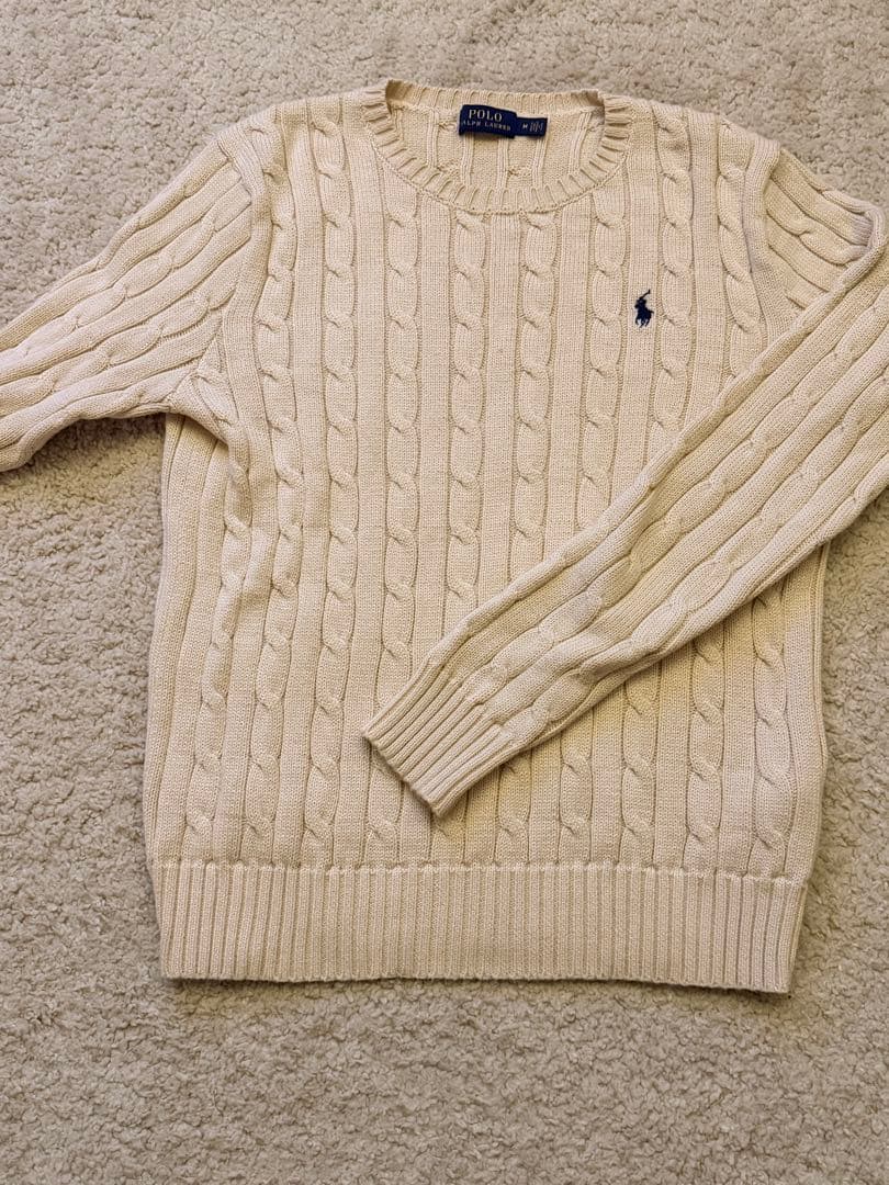 Polo Ralph Lauren アイボリー ケーブルニットセーター - POLO トップ